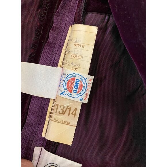 Vintage Renesciance Alfred Angelo Purple Velvet Dress - 13/14 - Picture 12 of 16